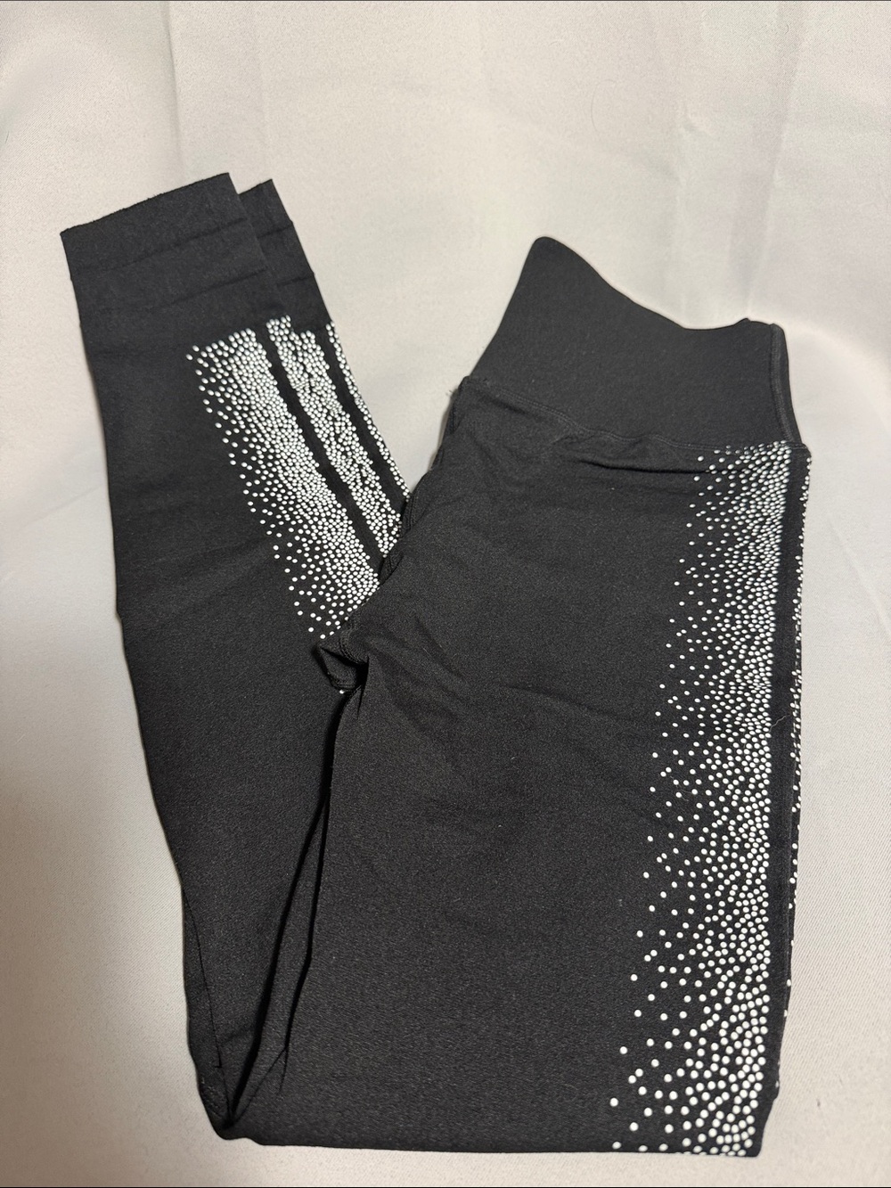 Fabletics Black Leggings with White Dot Side Detail